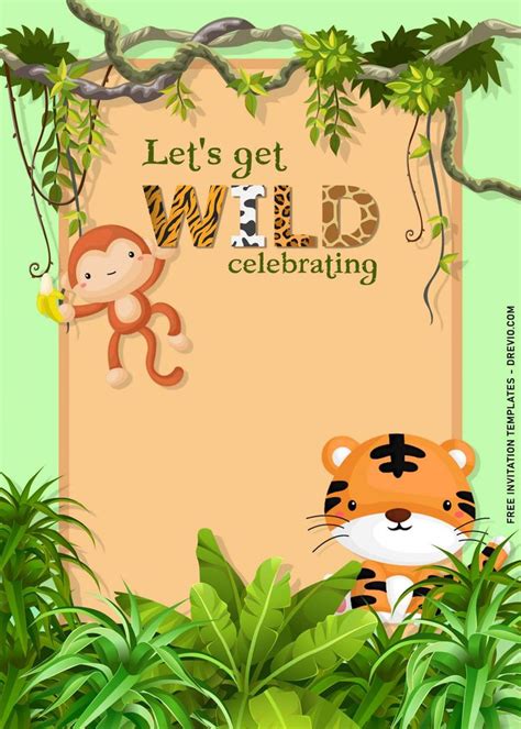 11+ Fun Jungle Birthday Party Invitation Templates | Party invite template, Safari invitations ...