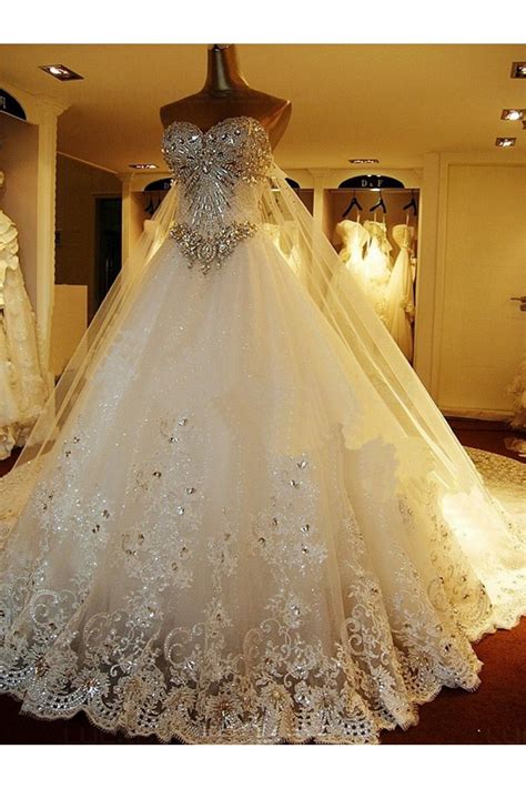 Sparkly Lace Ball Gown Crystal Wedding Dresses Bridal Gowns 3030194 ...