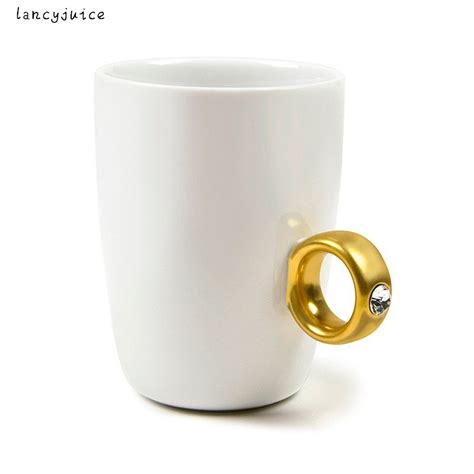 Creative diamond ring cup Novelty Ring Mug Couple ceramic Cup Bone ...