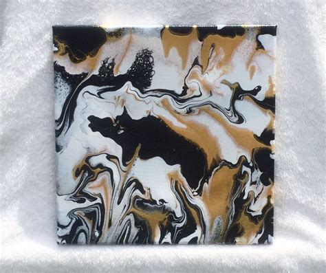 Black Gold & White Abstract Painting Wall Art on Square Canvas is the Perfect Gift for Wedding ...