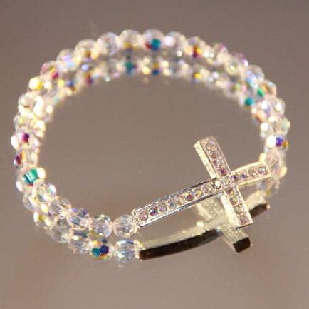 Swarovski Crystal and Rhinestone Sideways Cross Bracelet