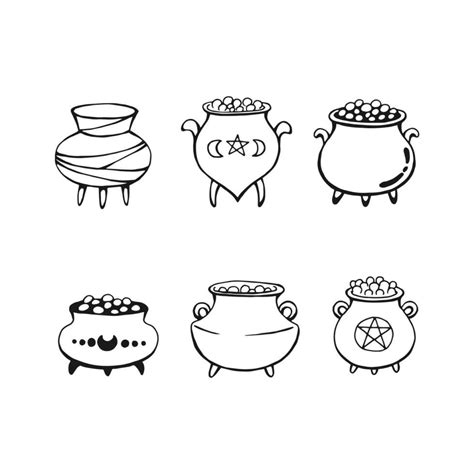 Set of witch cauldron. Hand drawn vector illustration. 29255912 Vector Art at Vecteezy