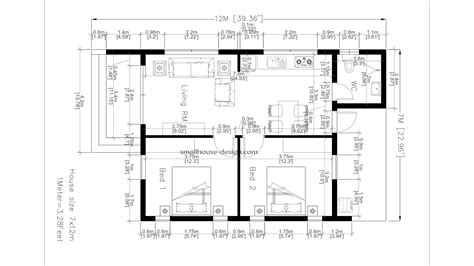 Small House Plans 7x12 with 2 Beds Free Download - Small House Design