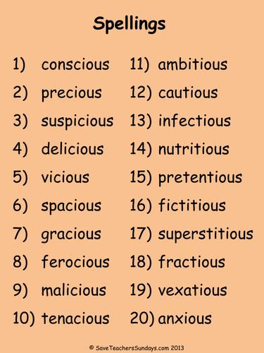 Year 6 Spellings Words Lists - New Curriculum | Teaching Resources