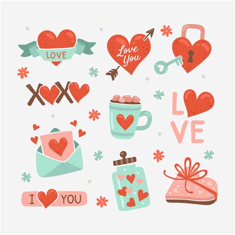 Cute Hand Drawn Valentine's Day Sticker 1849514 Vector Art at Vecteezy