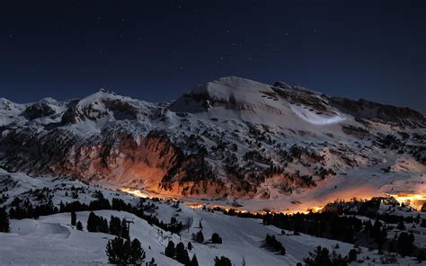 Snow Mountain Night Wallpaper Hd - 1920x1200 Wallpaper - teahub.io