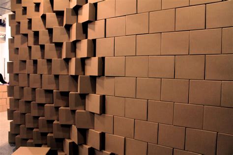 Cardboard Box wall for AUT Postgraduate Symposium | Wall lights, Wall design, Retail design