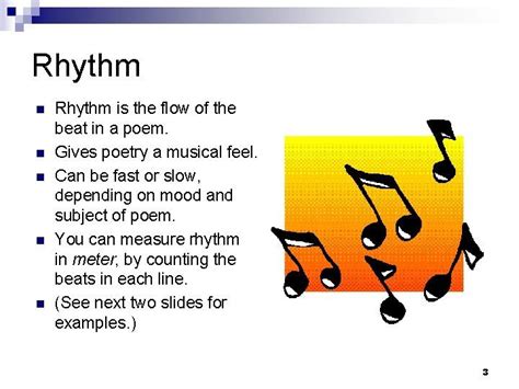 Rhythm n n n Rhythm is the flow of the beat in a poem. | Poetry ...