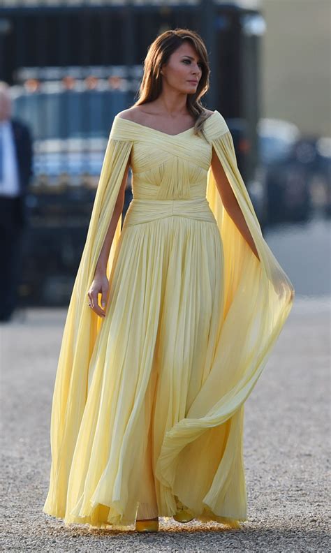 Melania Trump’s Yellow Gown by J Mendel & Pointy Pumps Look Divine ...