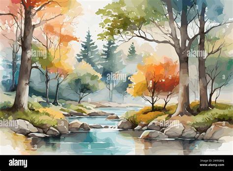 Watercolor painting of riverbank Stock Vector Image & Art - Alamy