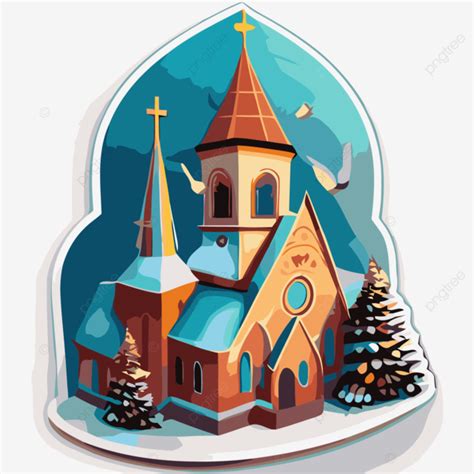 Christmas Church Vector, Religious Church Christmas, Religious Church Christmas Clipart, Cartoon ...