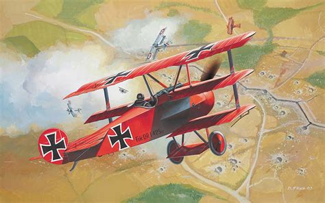 HD wallpaper: Red Baron, Trenches, airplane, artwork, Luftwaffe, Fokker ...