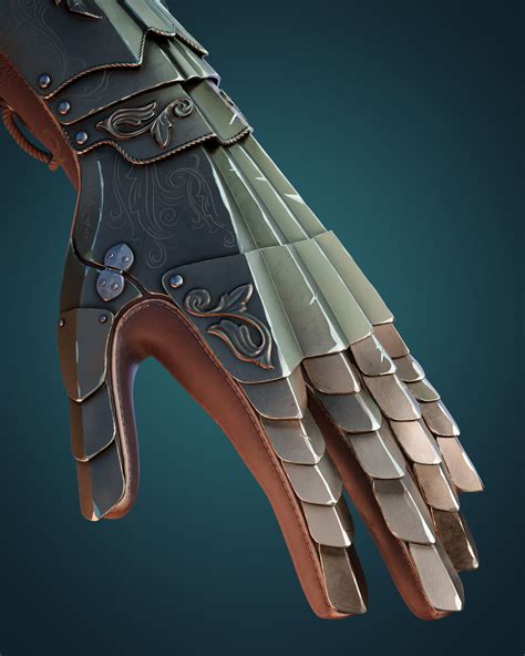 Armored glove. A middle poly remake | CGTrader