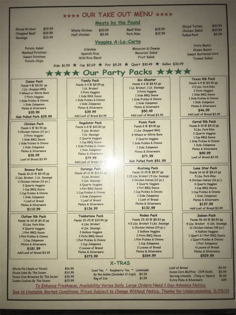 Menu at Silverado Smokehouse restaurant, Corpus Christi