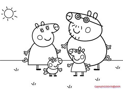 Coloring Pages Peppa Pig Family Drawing | Mewarnai Islami