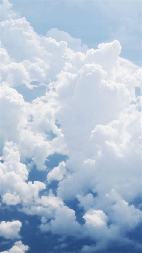 Puffy Clouds Baby Blue Sky Android Wallpaper