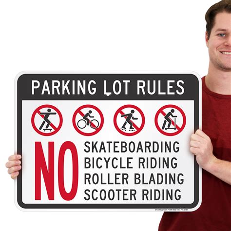 Parking Lot Rules - No Skateboarding, Scooter Riding Sign, SKU: K-0787