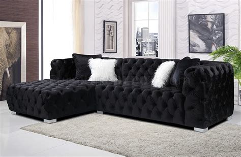 LCL-018 Sectional Sofa in Black Velvet