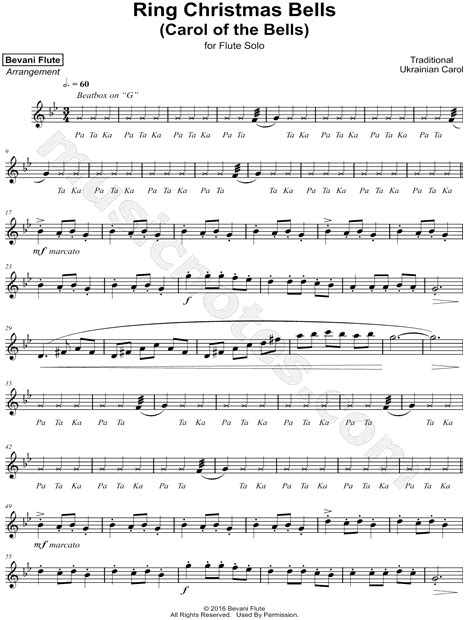 Bevani & George Varghese "Ring Christmas Bells" Sheet Music (Flute Solo) in G Minor - Download ...