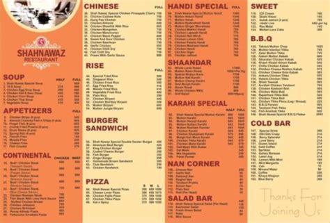 Shahnawaz Restaurant Sheikhupura Menu Prices Location Address