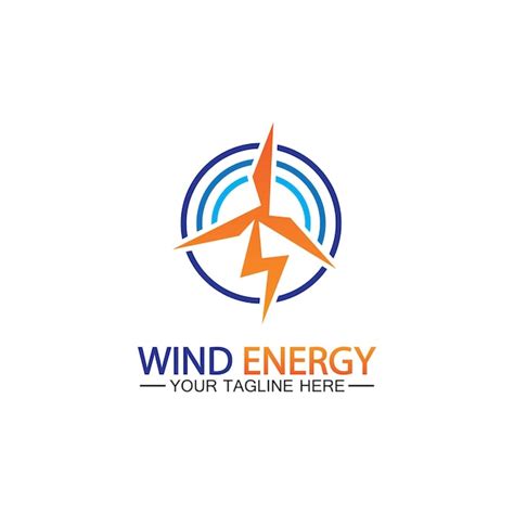 Premium Vector | Wind energy logo renewable energy icon with wind turbines and thunder bolt ...