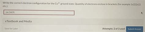 Solved Write the correct electron configuration for the Cu2+ | Chegg.com