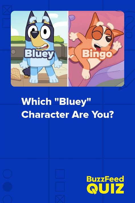 two cartoon characters with the words which'bluey'and character are you?