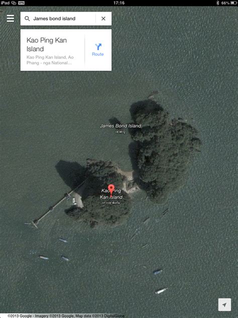 Where is James Bond Island located on the Thai Map?