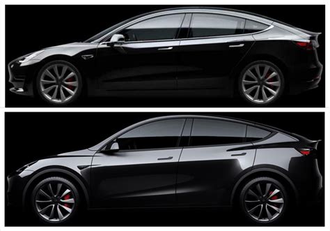 Tesla Model Y and Model 3 visual comparison - side-by-side, morphing, more