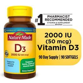 Nature Made Vitamin D3, 2000 IU, Liquid Softgels, 90 softgels | Rite Aid