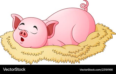 Cute pig cartoon sleeping Royalty Free Vector Image