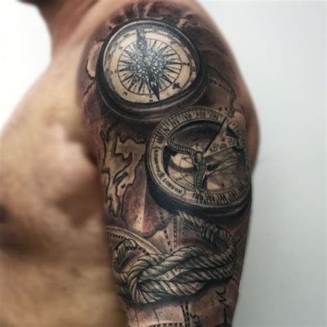 125 Best Compass Tattoos For Men: Cool Design Ideas (2022) | Compass tattoo, Compass tattoo men ...