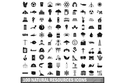 100 Natural Resources Icons Set Graphic by ylivdesign · Creative Fabrica