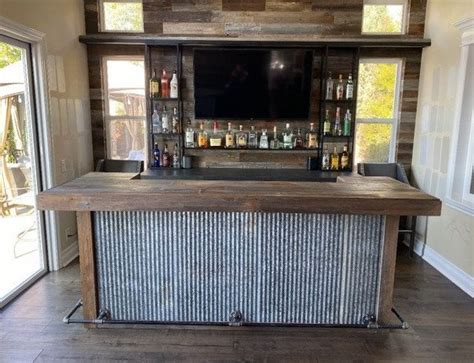 Rustic Barnwood Wrap-Around Bar | Etsy in 2021 | Indoor bar, Bars for home, Barn wood