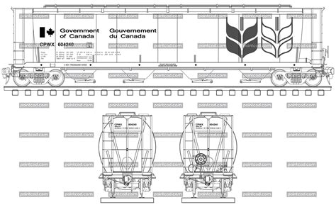 Diagram of covered hopper car by the Gouvernement du Canada