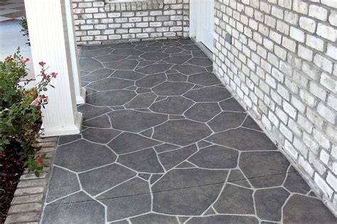 grey flagstone concrete stamped patio | Paint concrete patio, Stamped concrete patio designs ...