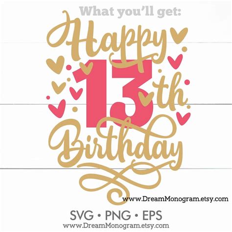 Happy 13th Birthday SVG It's My Birthday Thirteenth | Etsy