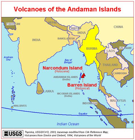 Map of Active Volcanoes of the Andaman Islands | Andaman islands ...