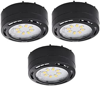 LED Under Cabinet Puck Light Accent Kit 120 Volts (Set of 3 Puck Lights) (Black) - - Amazon.com