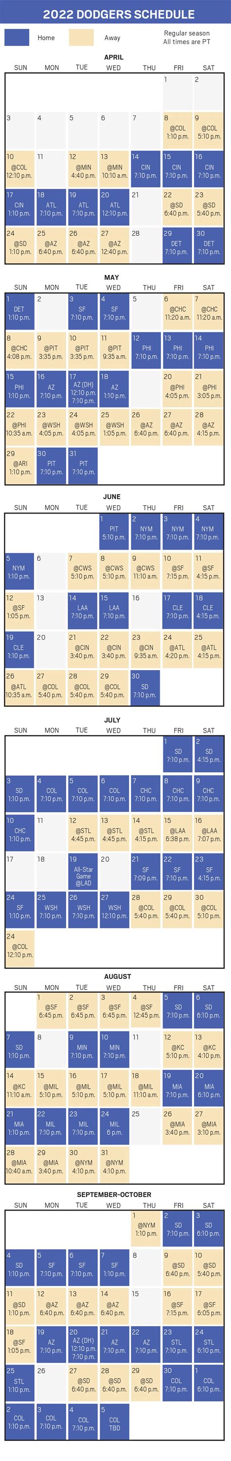 2022 Dodgers regular-season schedule – Orange County Register