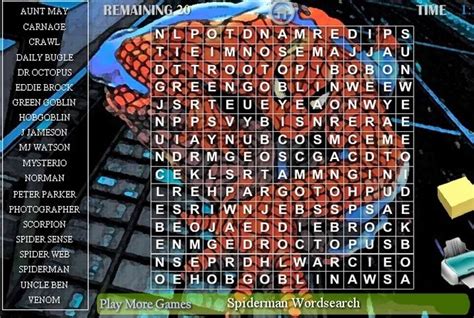 Spiderman Wordsearch Game | Word puzzles, Word search games, Free puzzles