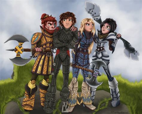 {Astrid💙,Hiccup ,Dagur🧡 and Heather💚} by Andelled_art on Sketchers United