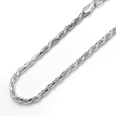 Men's 2.5mm 925 Sterling Silver Italian Rope Chain Necklace made in italy | eBay