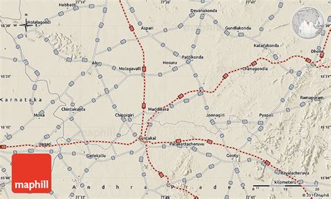 Shaded Relief Map of Guntakal