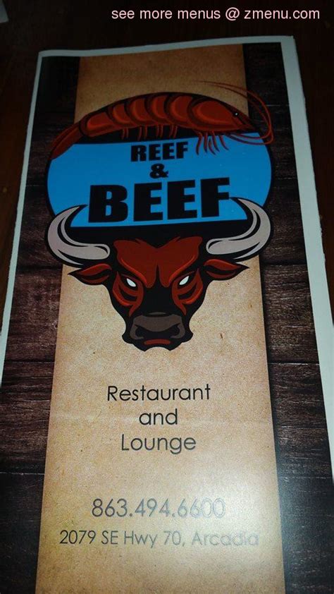 Menu at Reef N Beef Restaurant and Lounge, Arcadia, SE Hwy 70