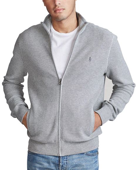 Polo Ralph Lauren Cotton Full-zip Sweater in Gray for Men - Lyst