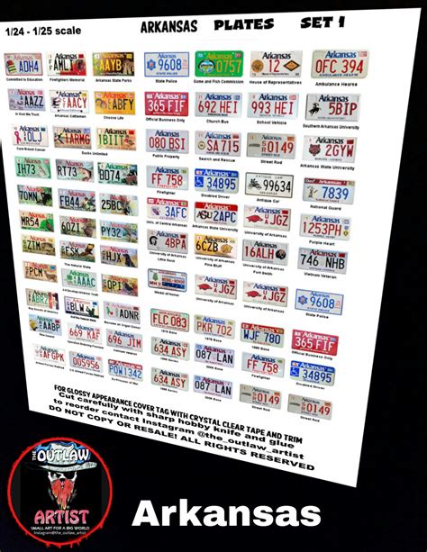 ARKANSAS License Plate Set 1/24 1/25 Scale