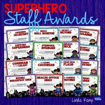 End of Year Staff Awards, Banner & Gifts - Superhero Theme by Linda Kamp