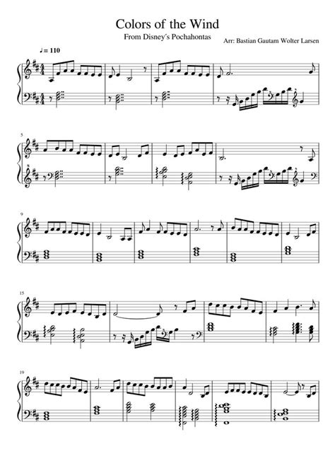 Colors of the wind - Pocahontas (Harp) | Sheet music for Harp | MuseScore | Sheet music, Free ...