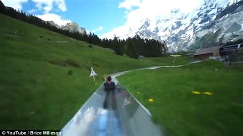 YouTube video shows a 2,460ft-long toboggan run in the Swiss Alps | Daily Mail Online